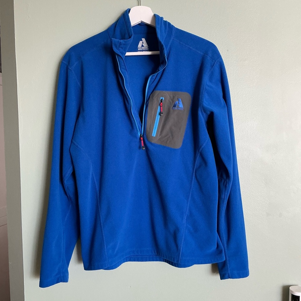 Eddie Bauer Outdoor Blue Fleece Pullover with Gray Pocket